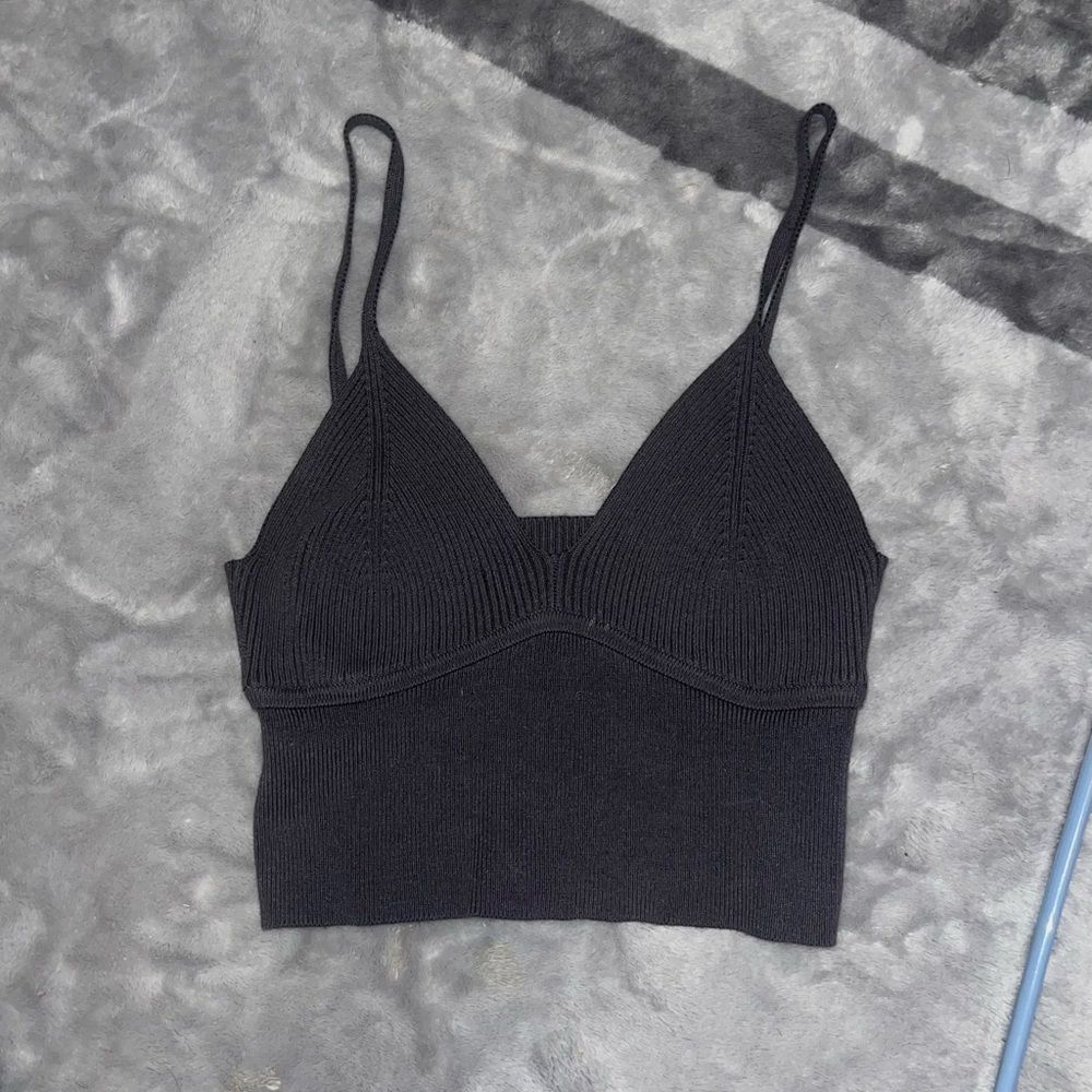 Garage dark gray Knit Crop Top
